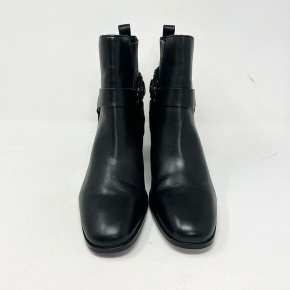 Sam Edelman Dalma Ankle Boots Womens 10 Black Studded Harness Leather Chelsea - Picture 4 of 8